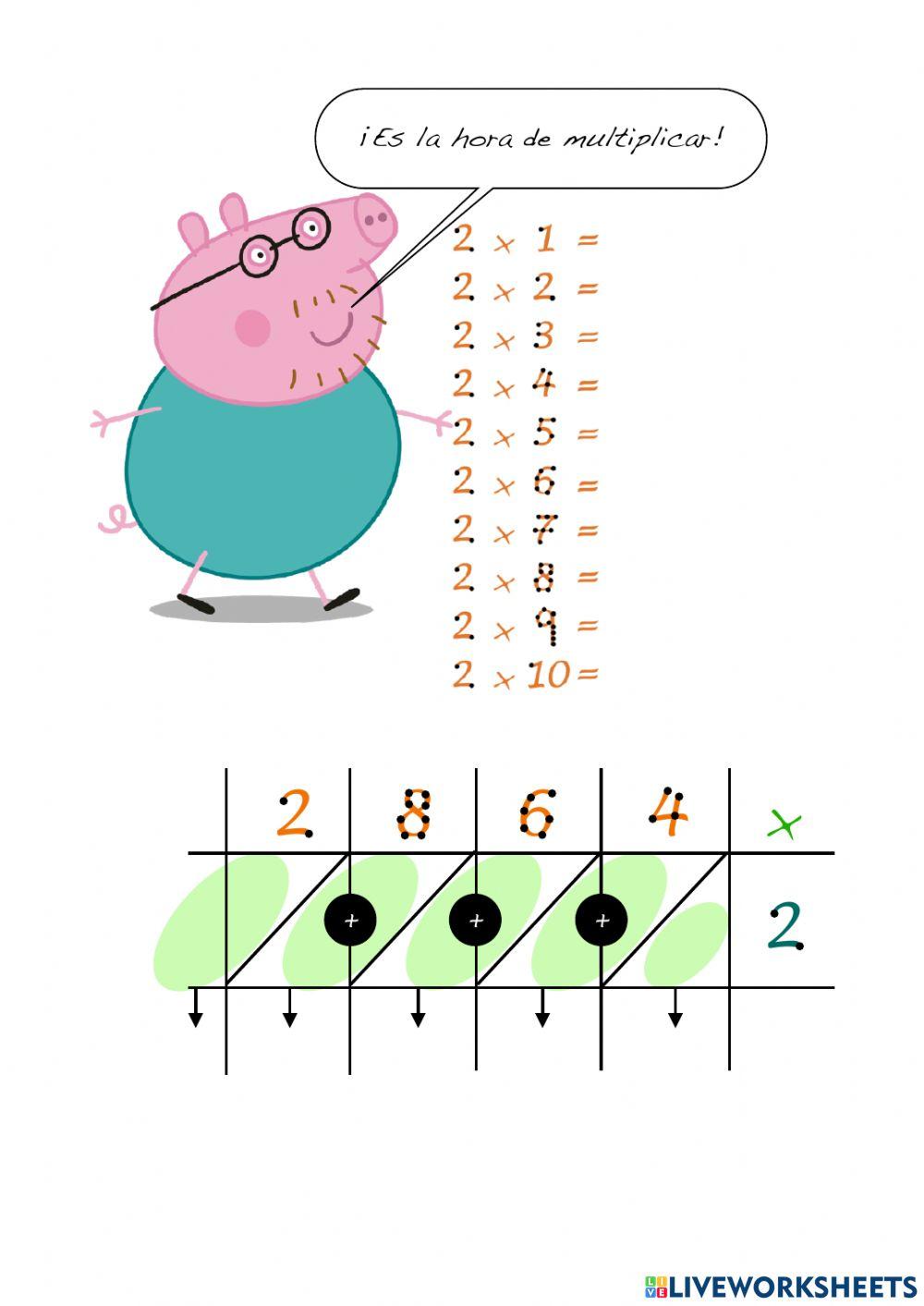 Tablas del 2 Peppa Pig