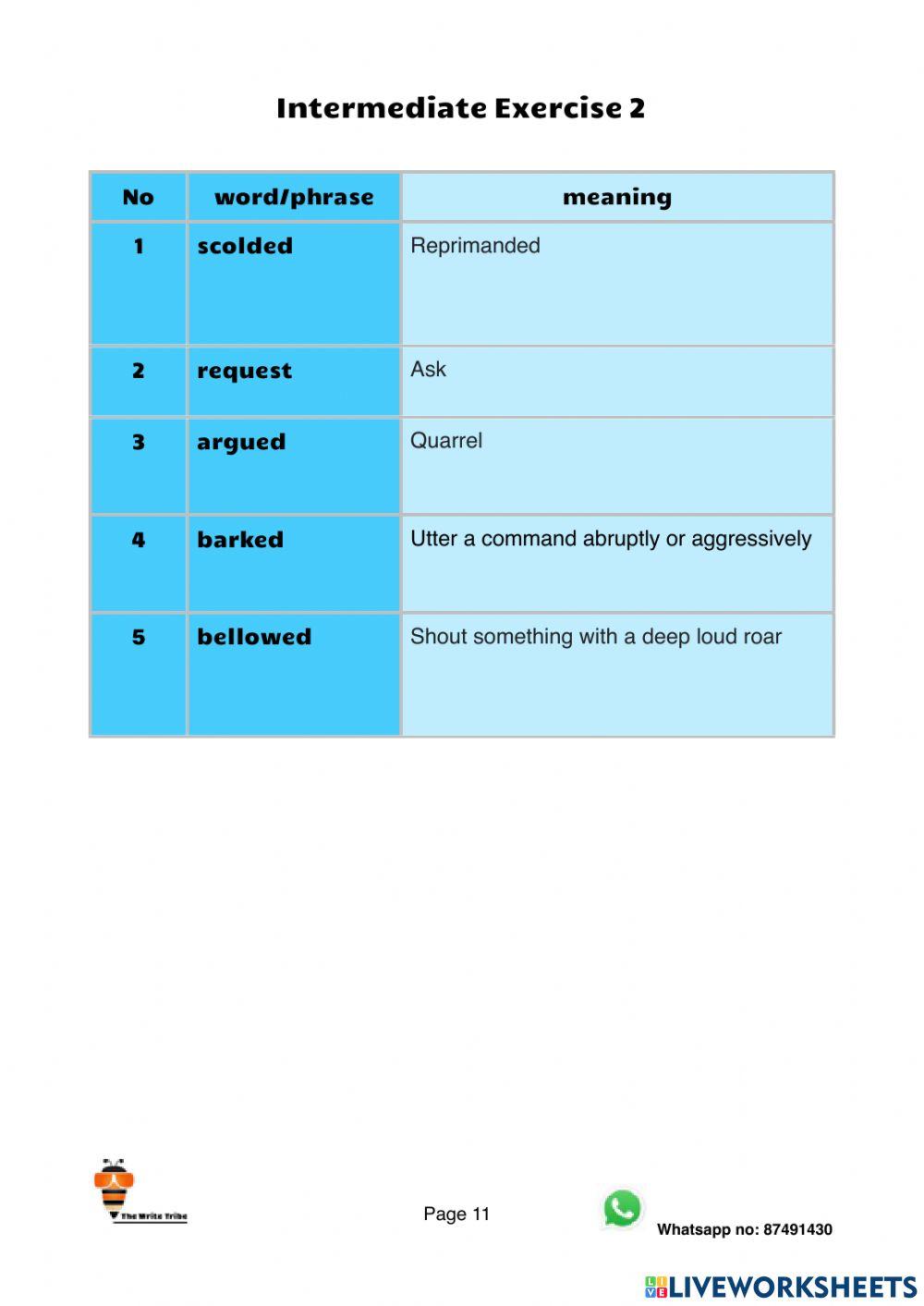 Ultimate Speech Tags Beginner Exercise 2