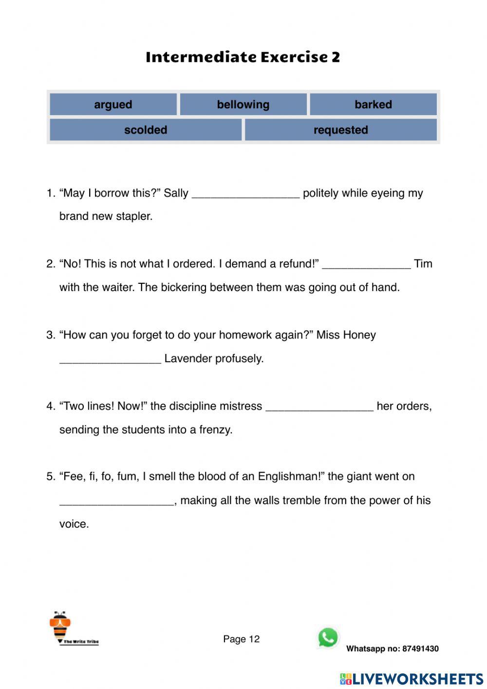 Ultimate Speech Tags Beginner Exercise 2