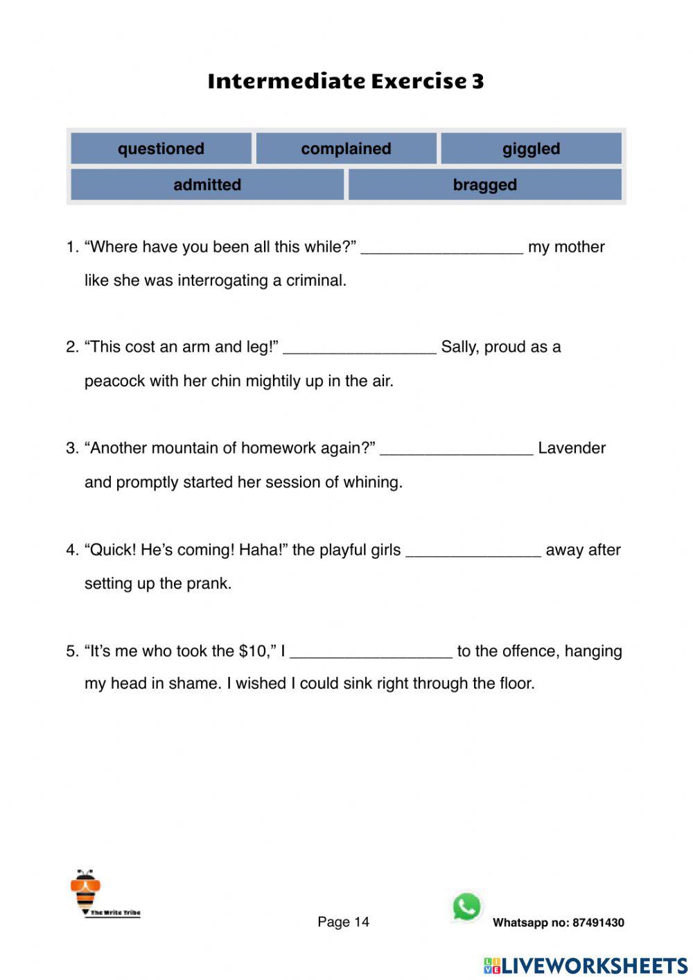 Ultimate Speech Tags Beginner Exercise 2