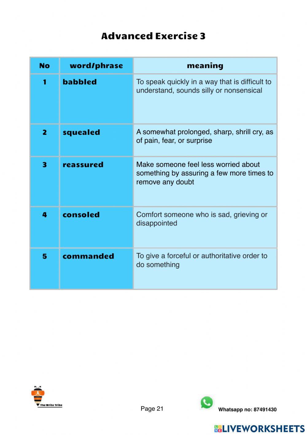 Ultimate Speech Tags Advanced Exercises