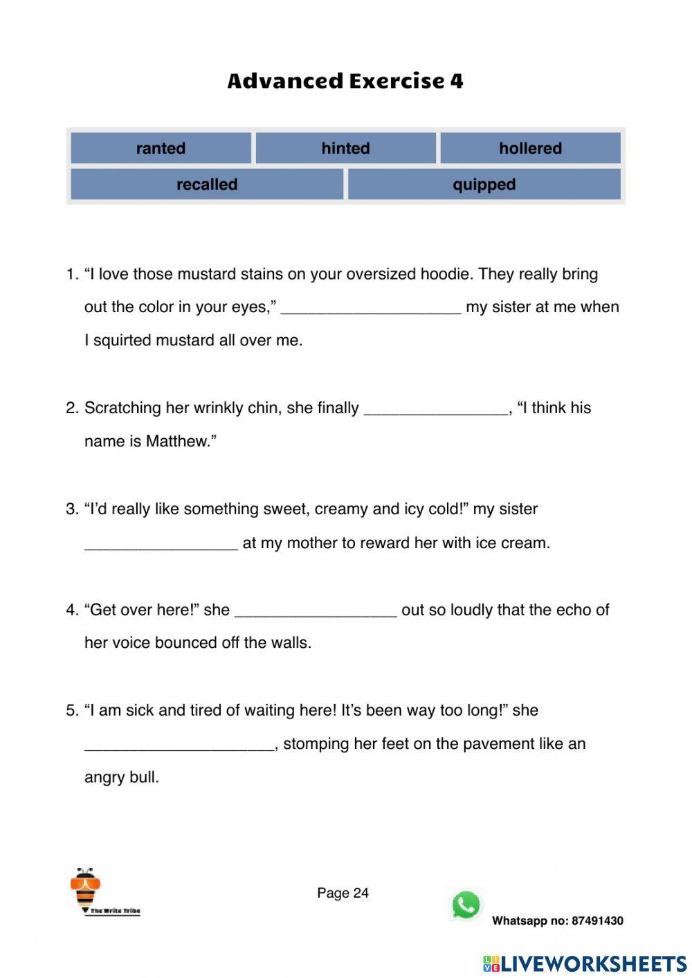 Ultimate Speech Tags Advanced Exercises