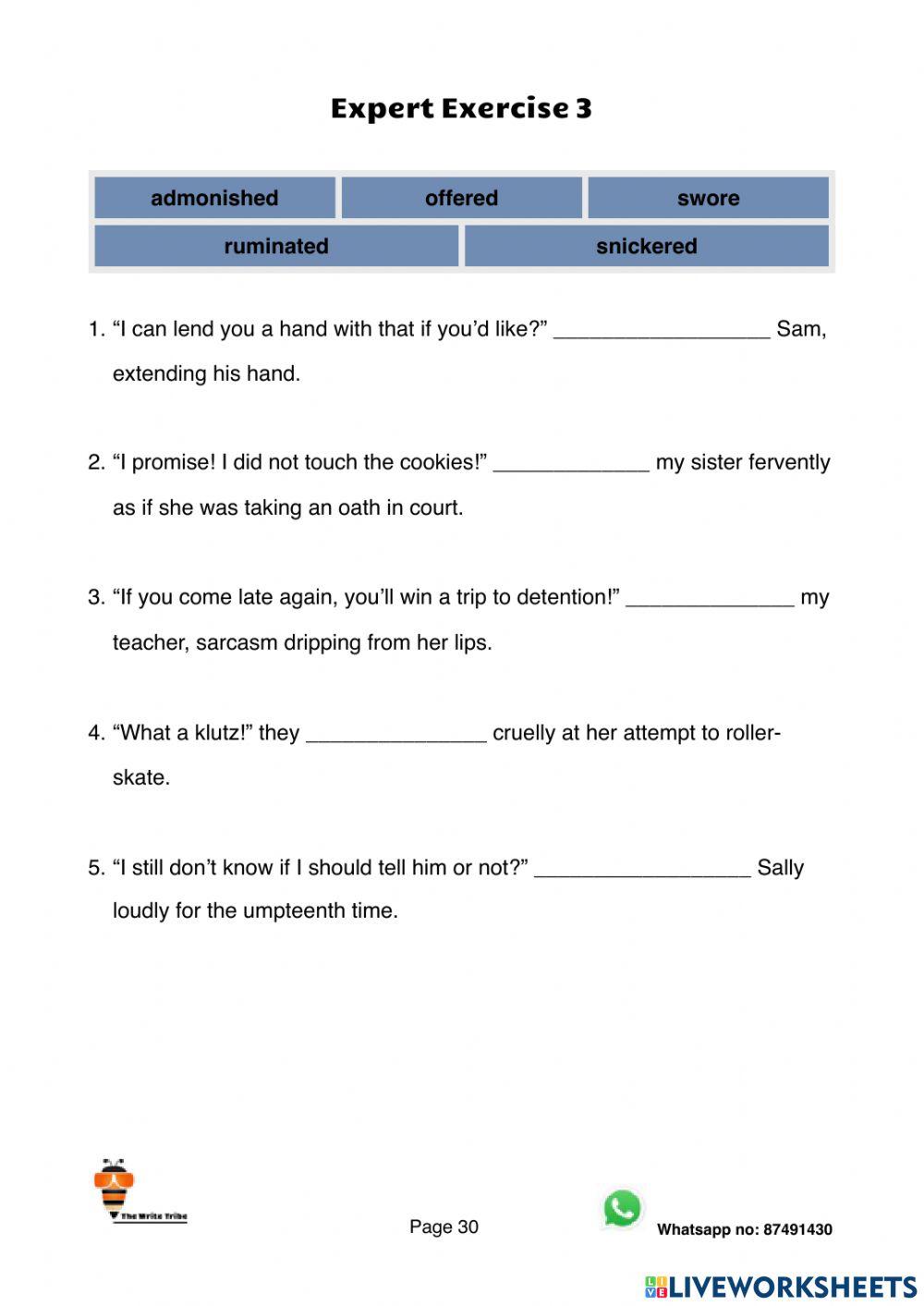 Ultimate Speech Tags Expert Exercises