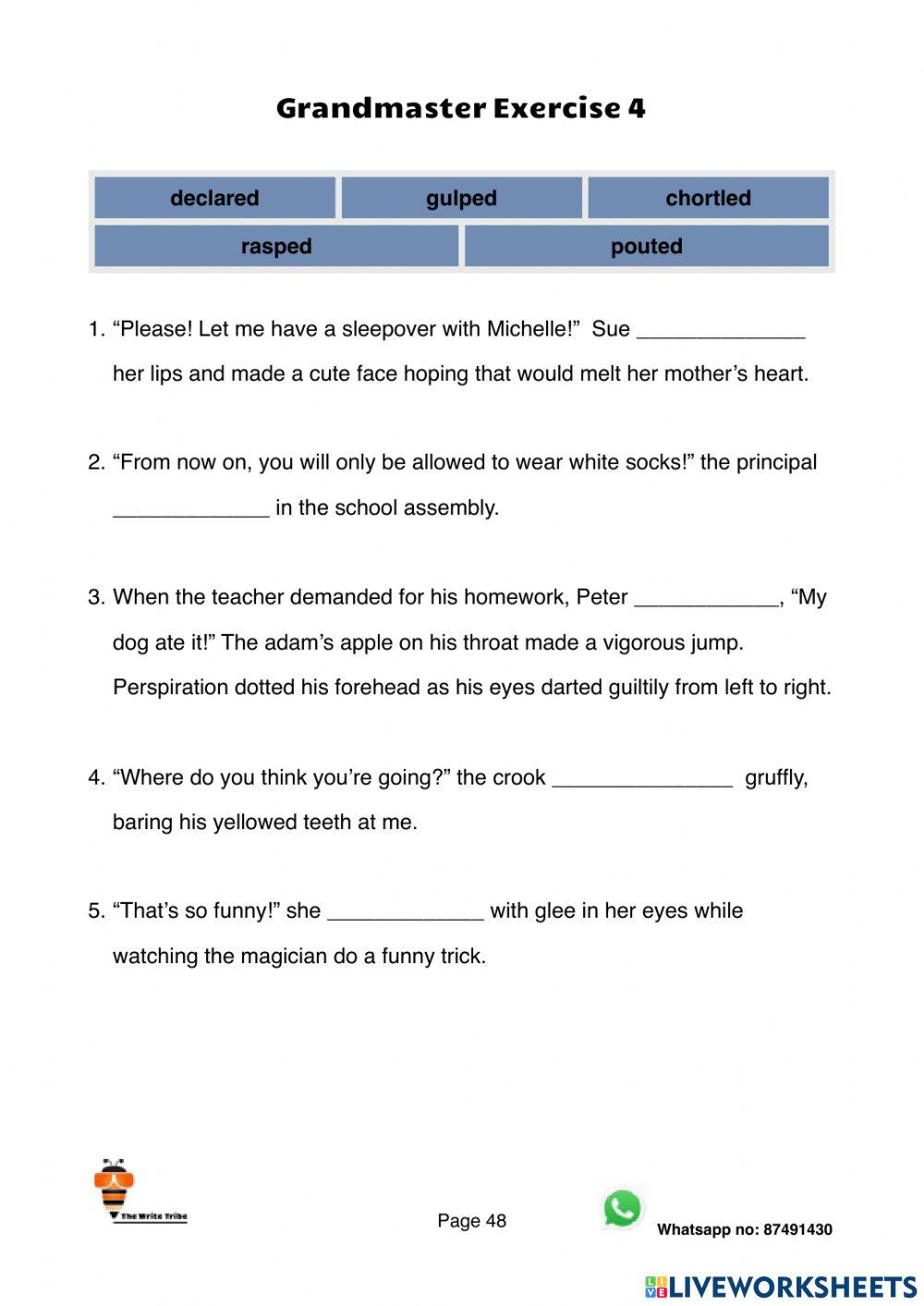 Ultimate Speech Tags Grandmaster Exercises