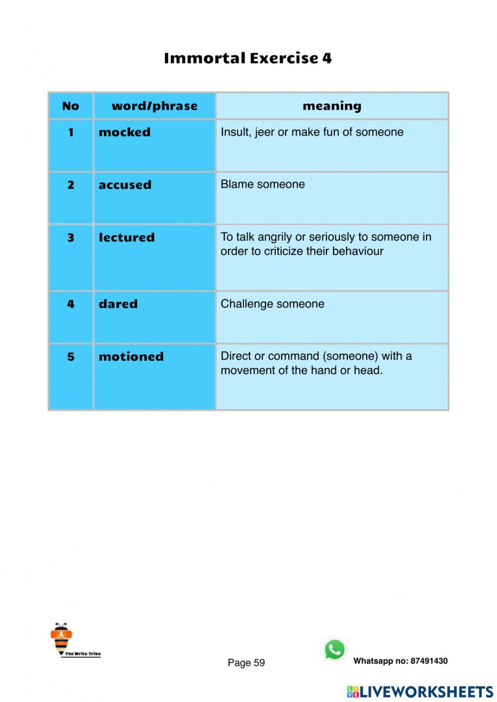 Ultimate Speech Tags Immortal Exercises