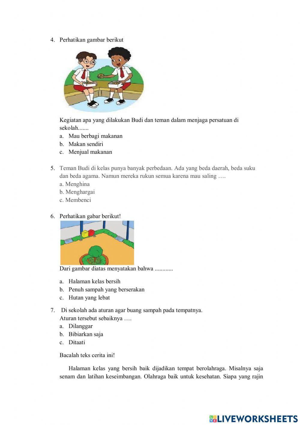 Soal Evaluasi Kebersihan di sekolah
