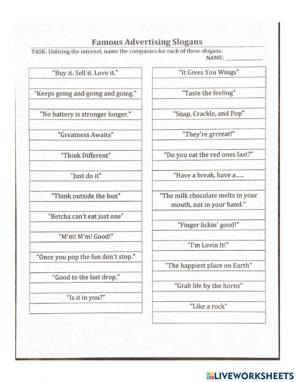 famous-advertising-slogans-online-exercise-for-live-worksheets