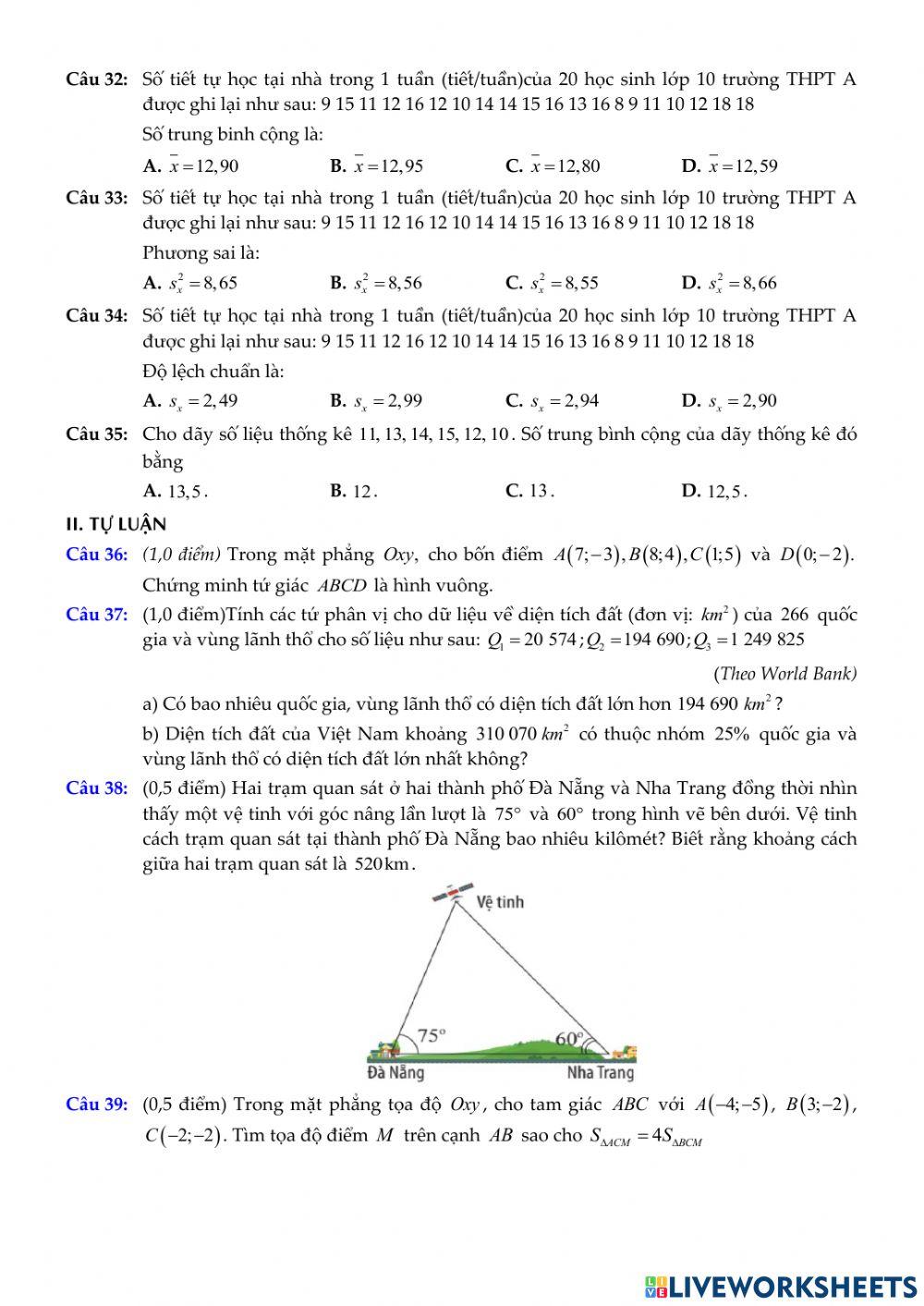 Toán 10 - Đề kiểm tra CK1 - Số 01 - KNTT
