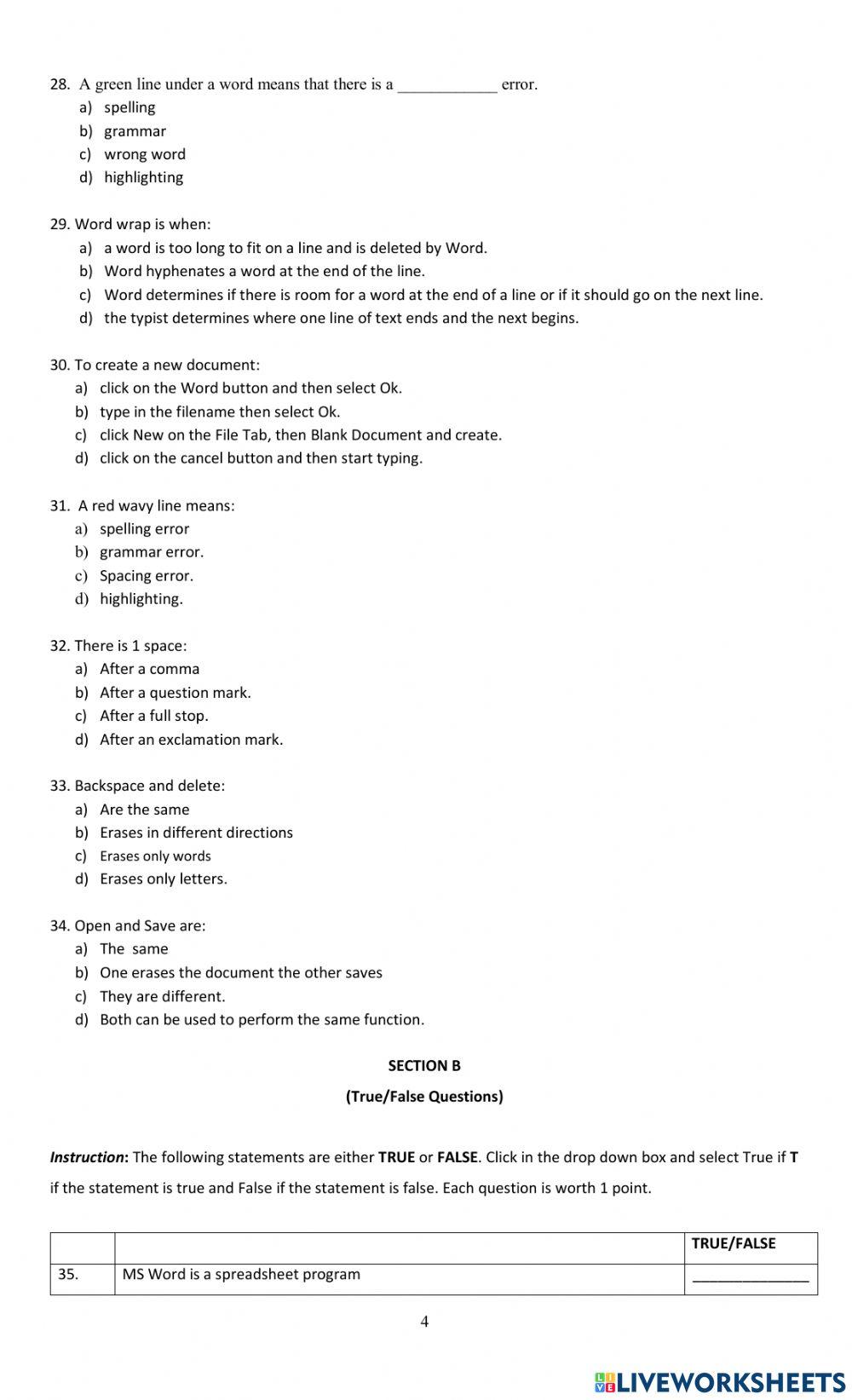 Grade 8 Word Exam Christmas 2022