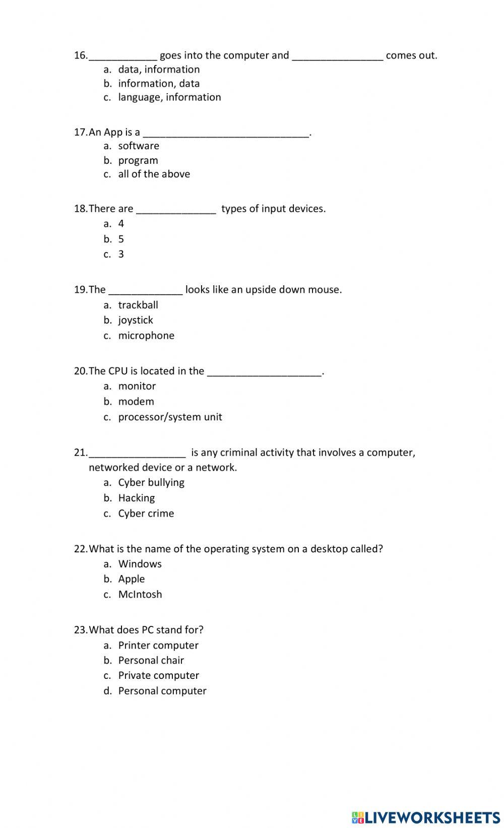 Grade 7 Introduction to computer Christmas 2022 Exam