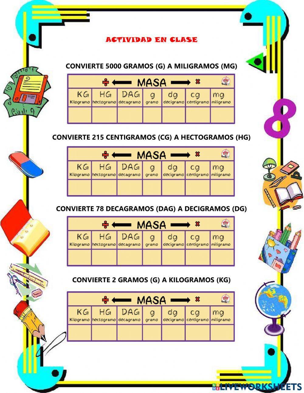 Conversión de medidas de masa y capacidad