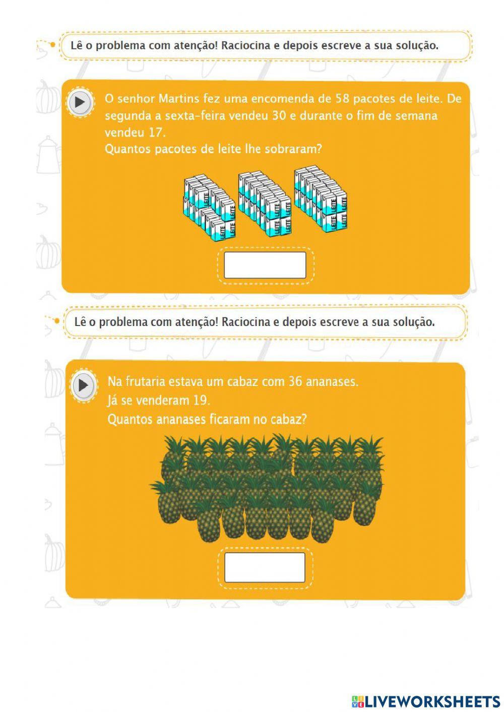 Adição, subtração e multiplicação 4ºano