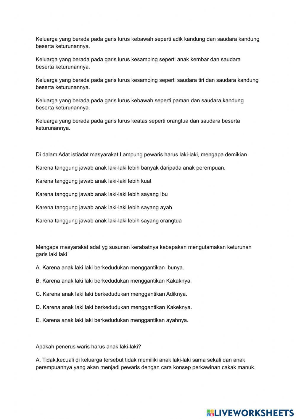 Latihan Soal MULOK XII 2022