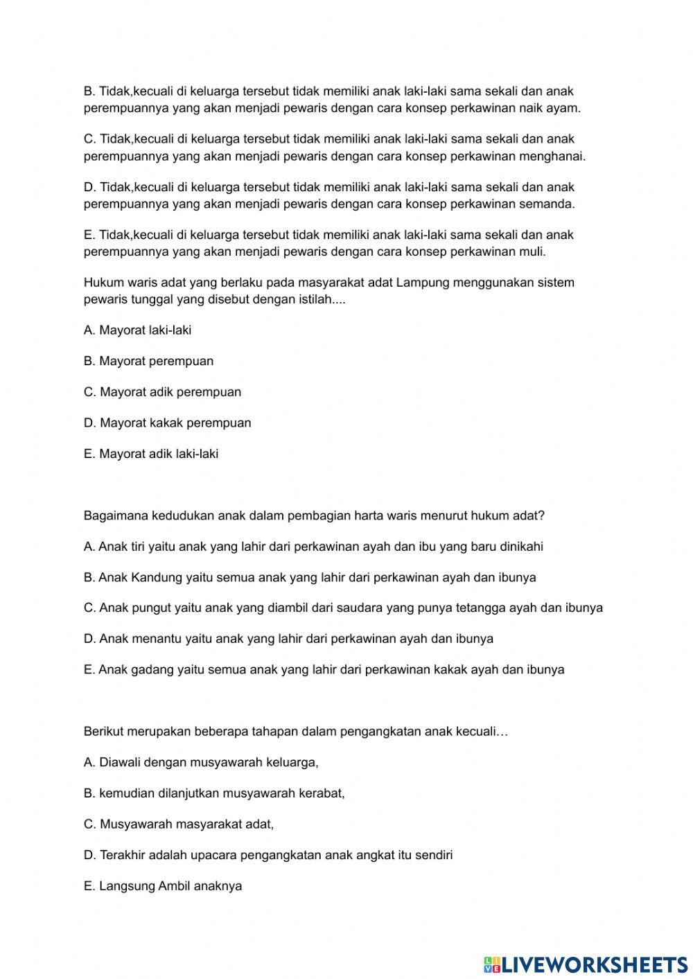 Latihan Soal MULOK XII 2022