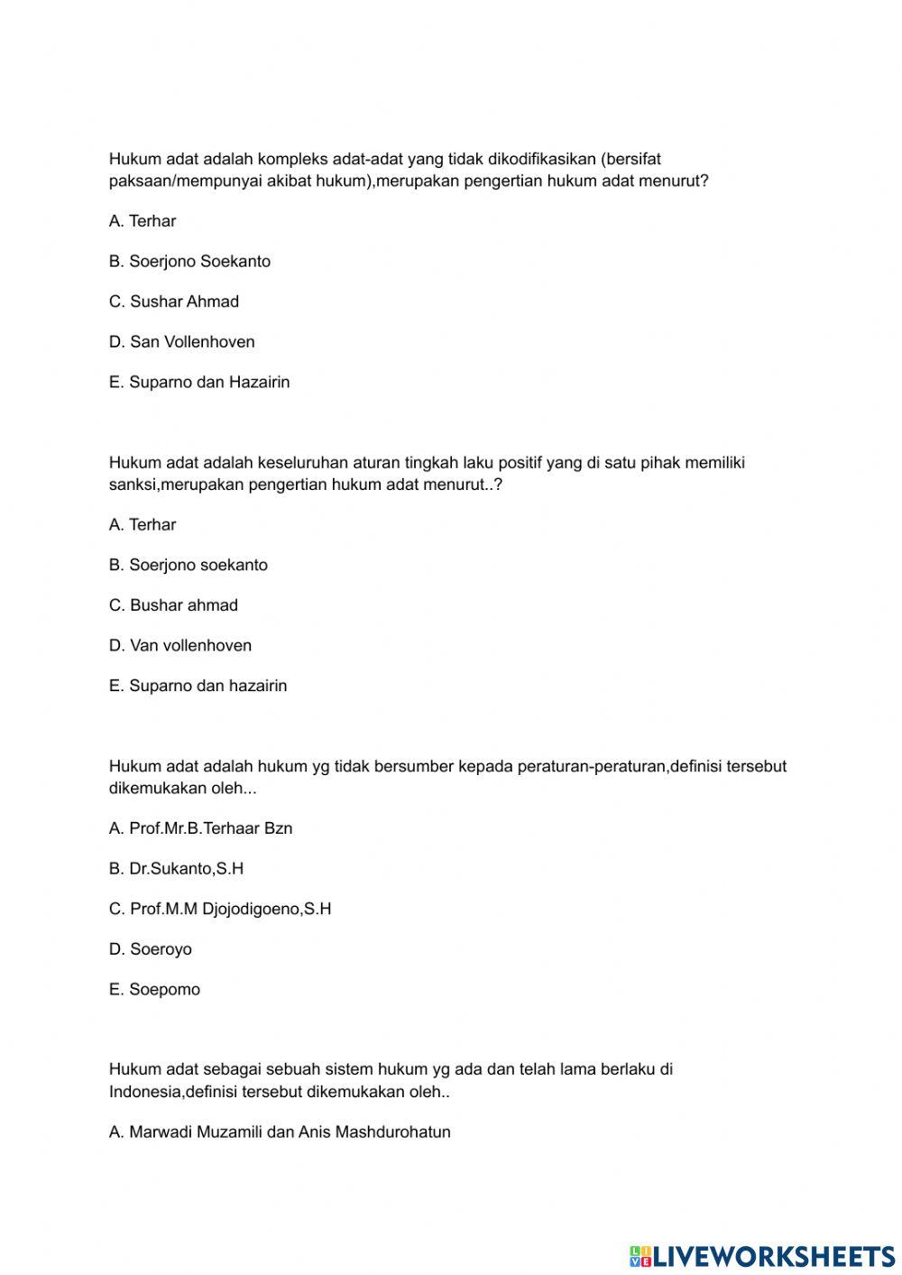 Latihan Soal MULOK XII 2022