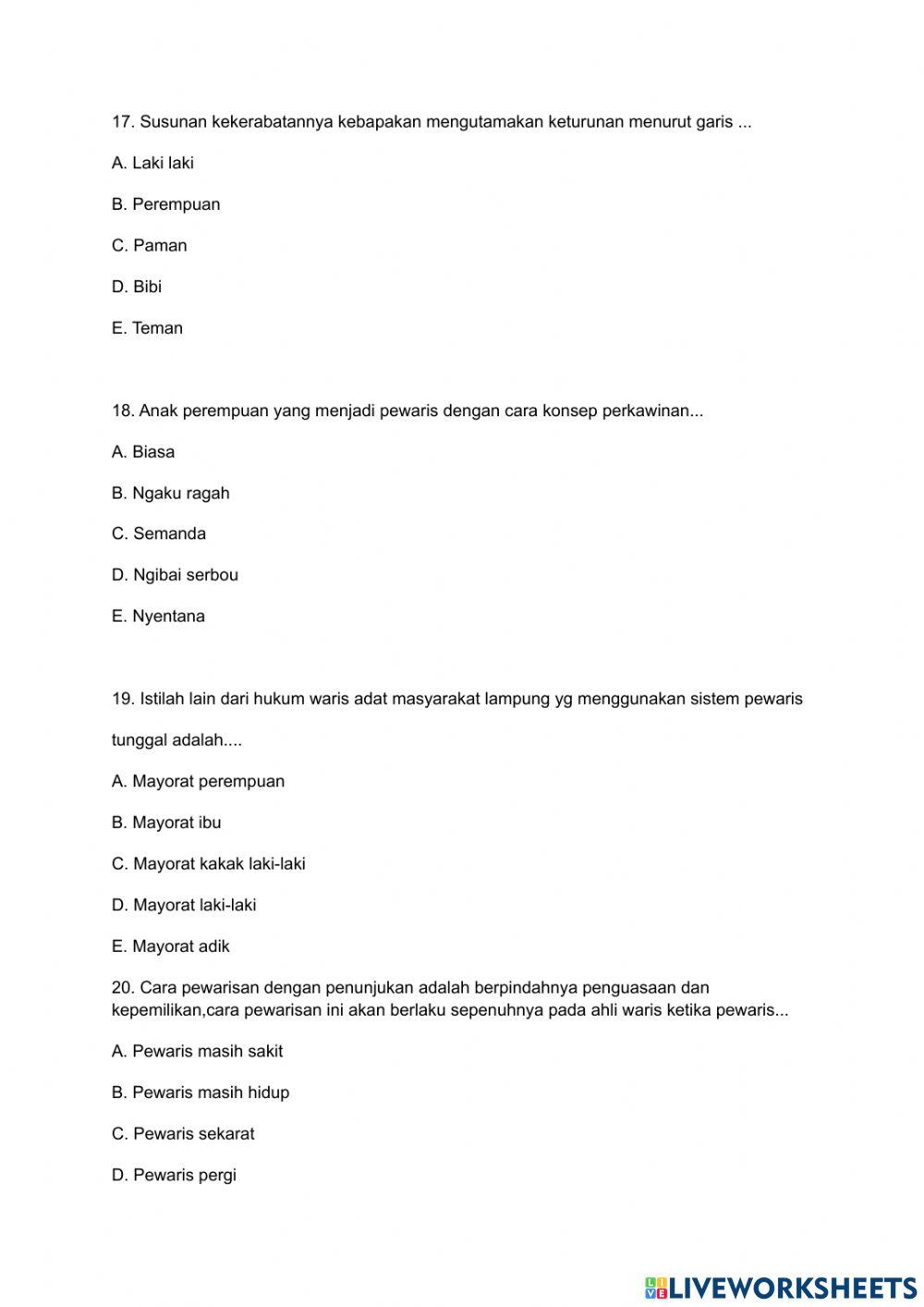 Latihan Soal MULOK XII 2022