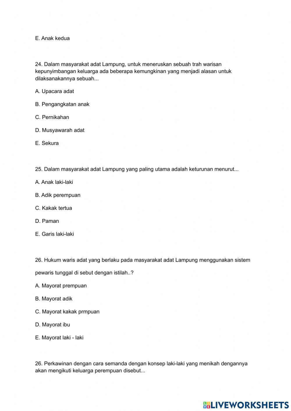 Latihan Soal MULOK XII 2022