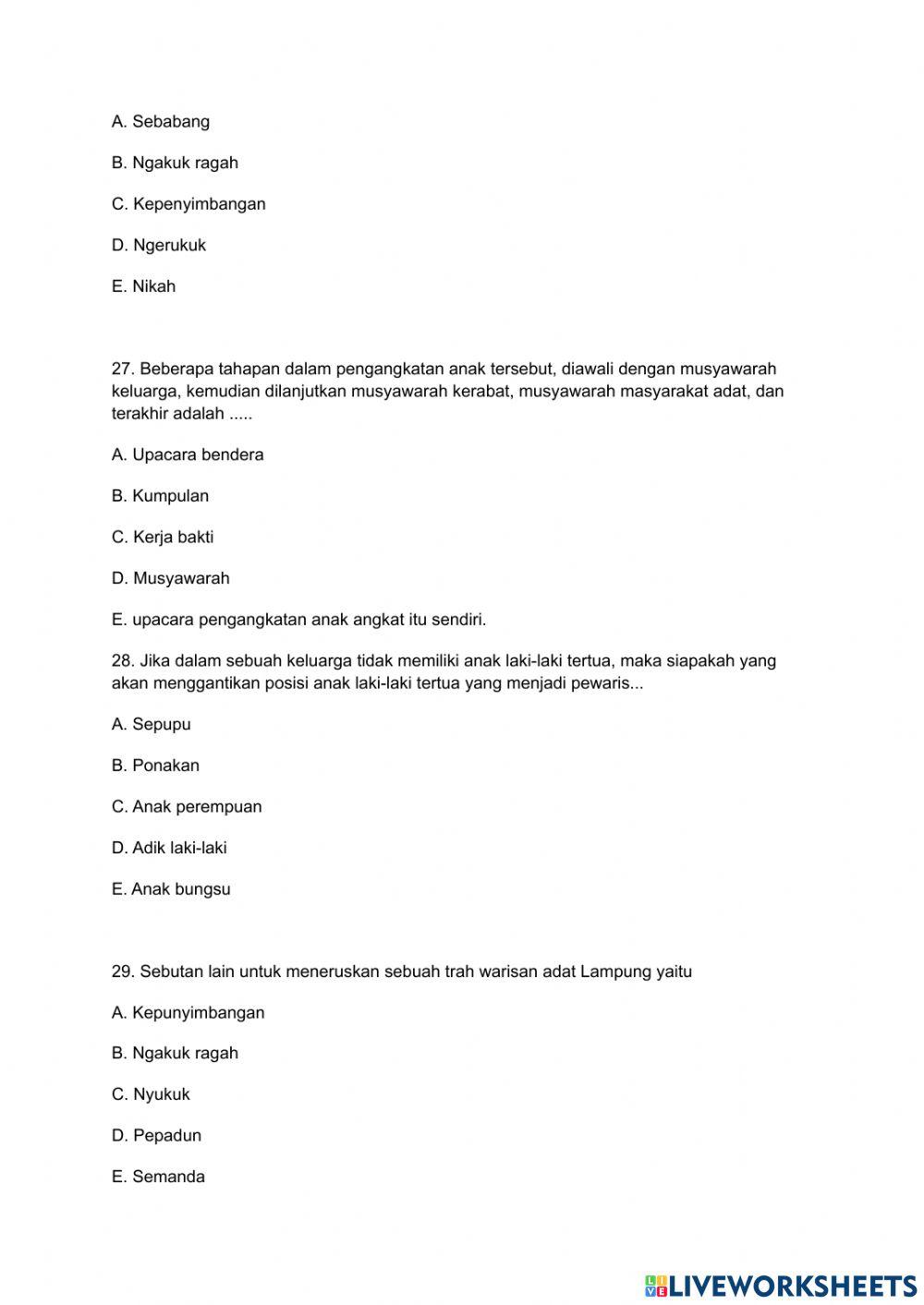 Latihan Soal MULOK XII 2022