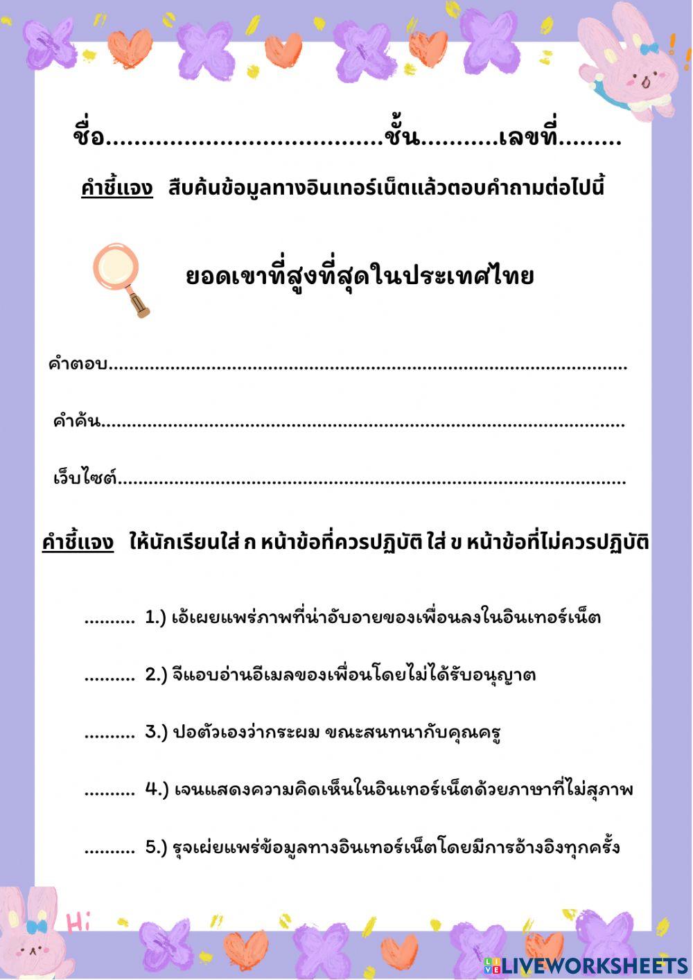 การใช้งานอินเทอร์เน็ต