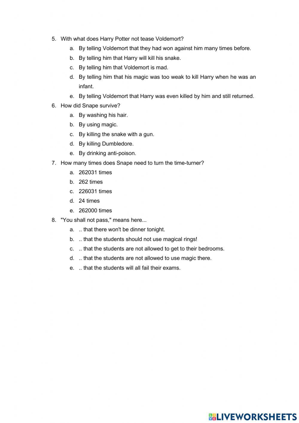 Listening Harry Free Interactive Worksheets 2219221