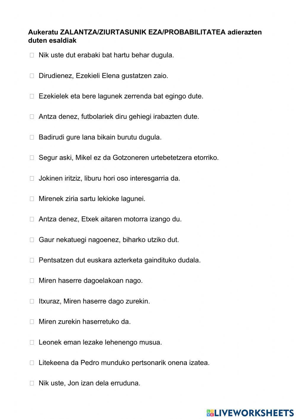 Zalantza-ziurtasunik eza-probabilitatea