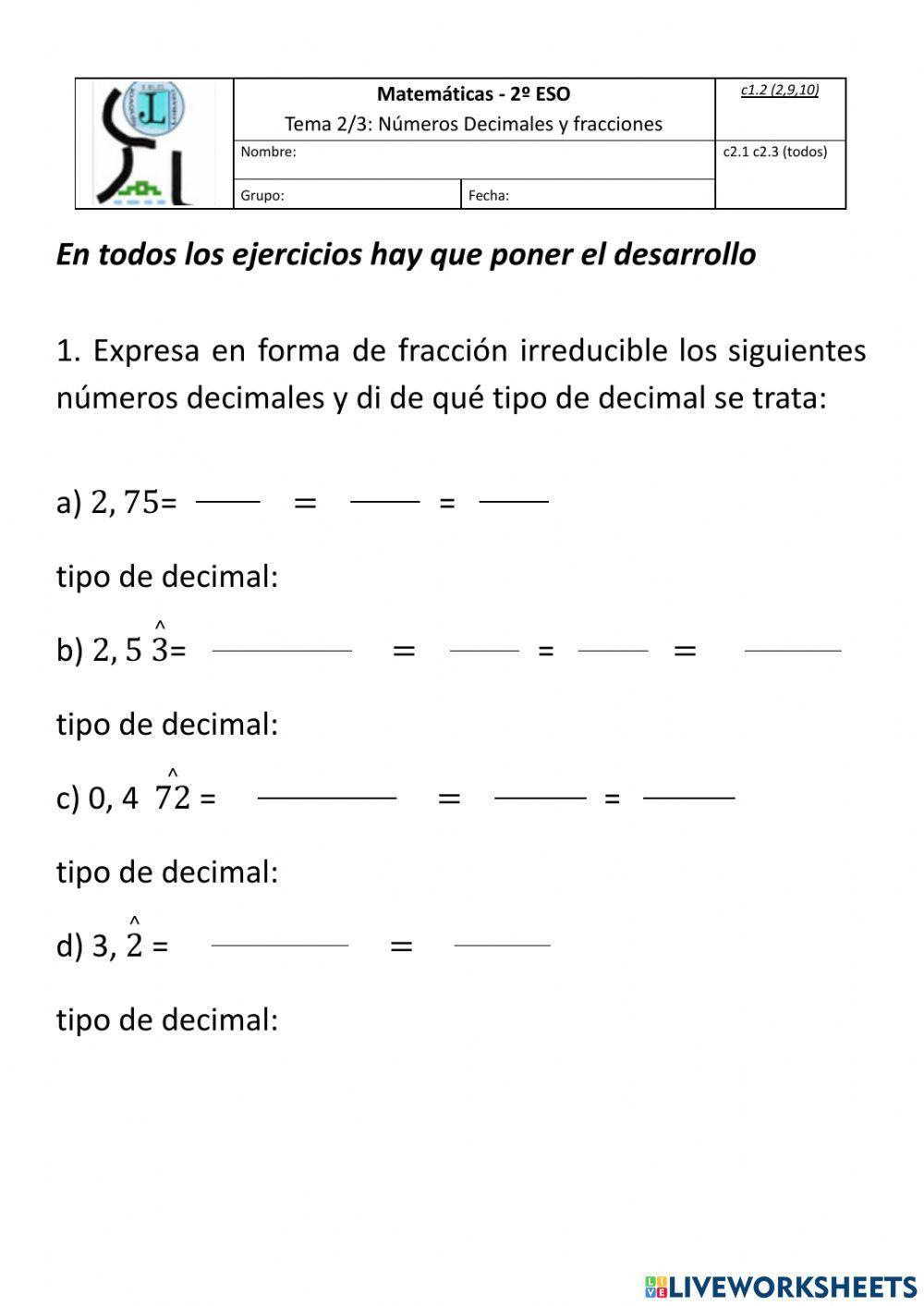 Examen fracciones