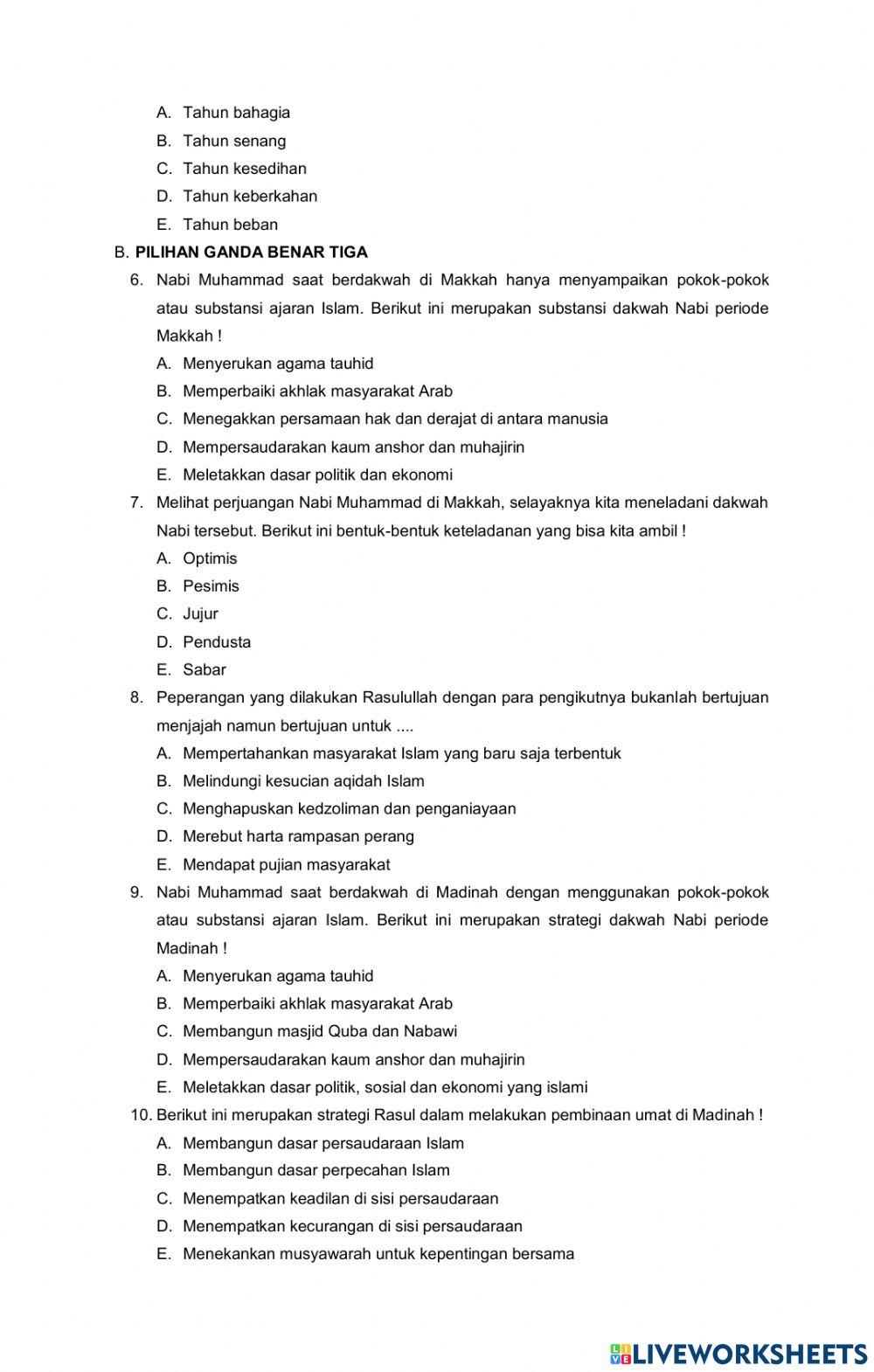 Latihan Tarikh Kelas X