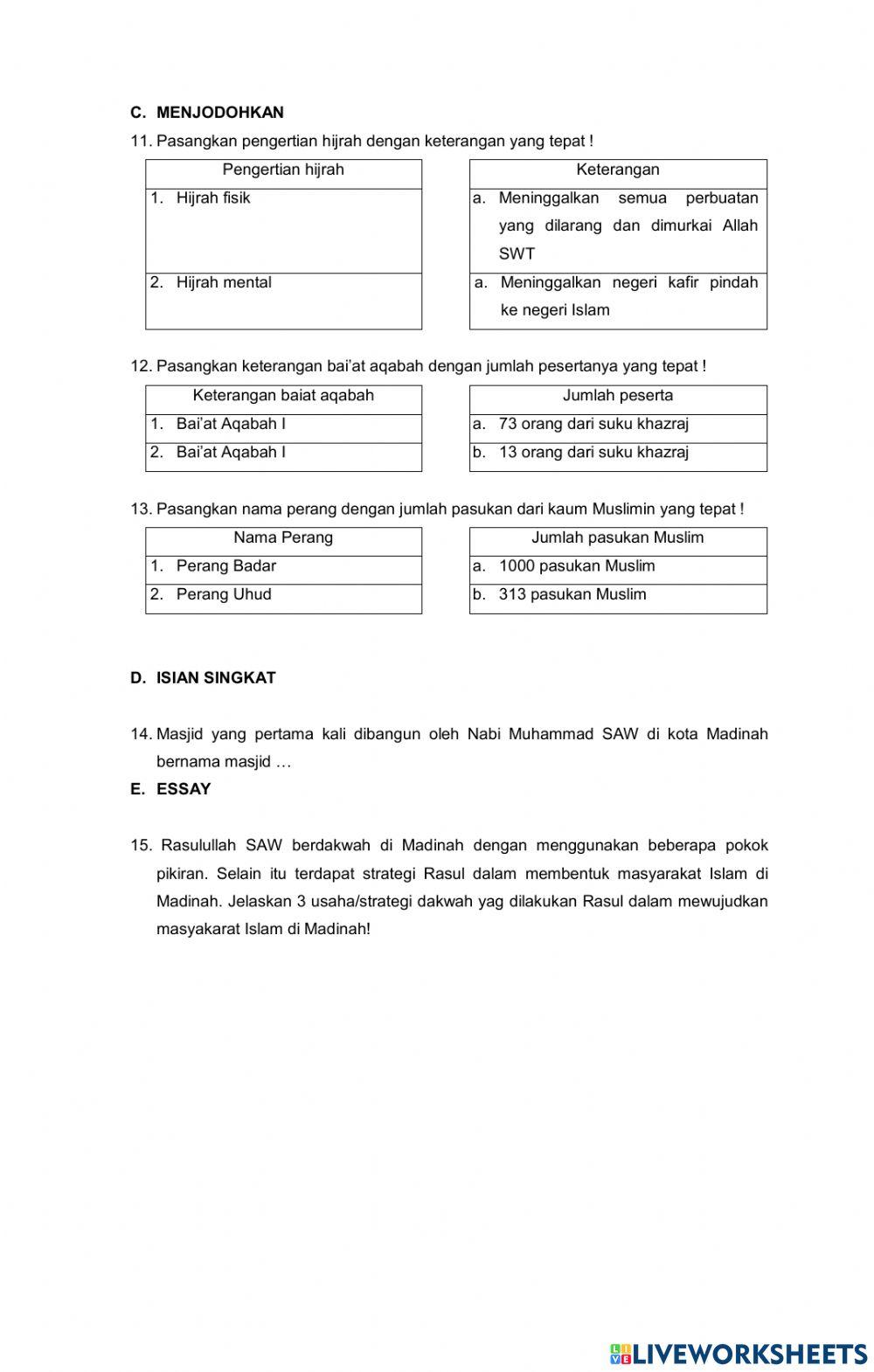 Latihan Tarikh Kelas X