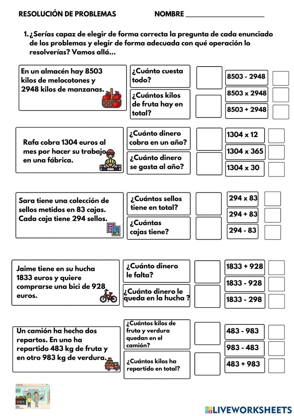 Resolución de problemas: elección pregunta y operación