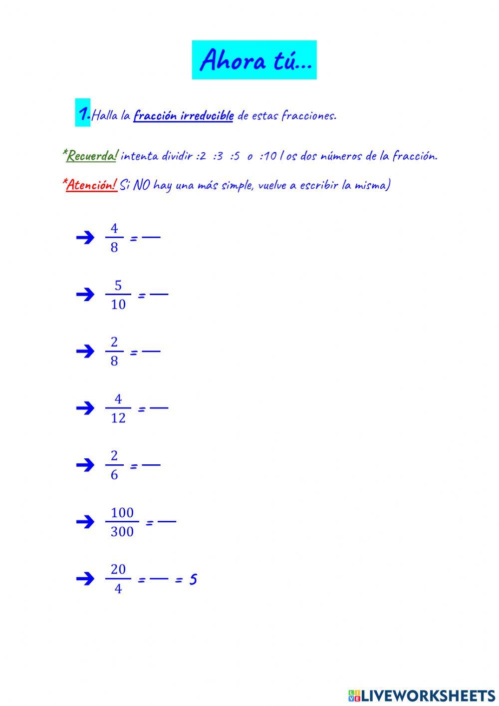 Fracción irreducible