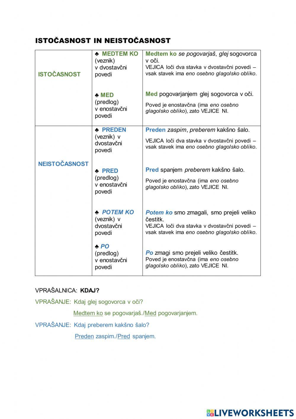 Istočasnost, neistočasnost