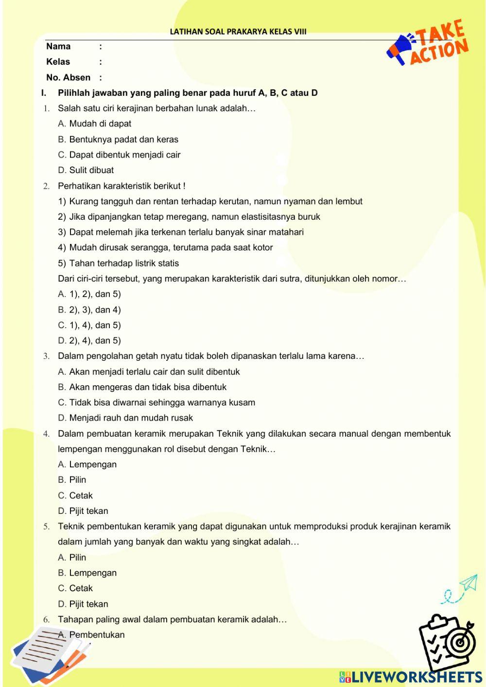 Soal latihan prakarya