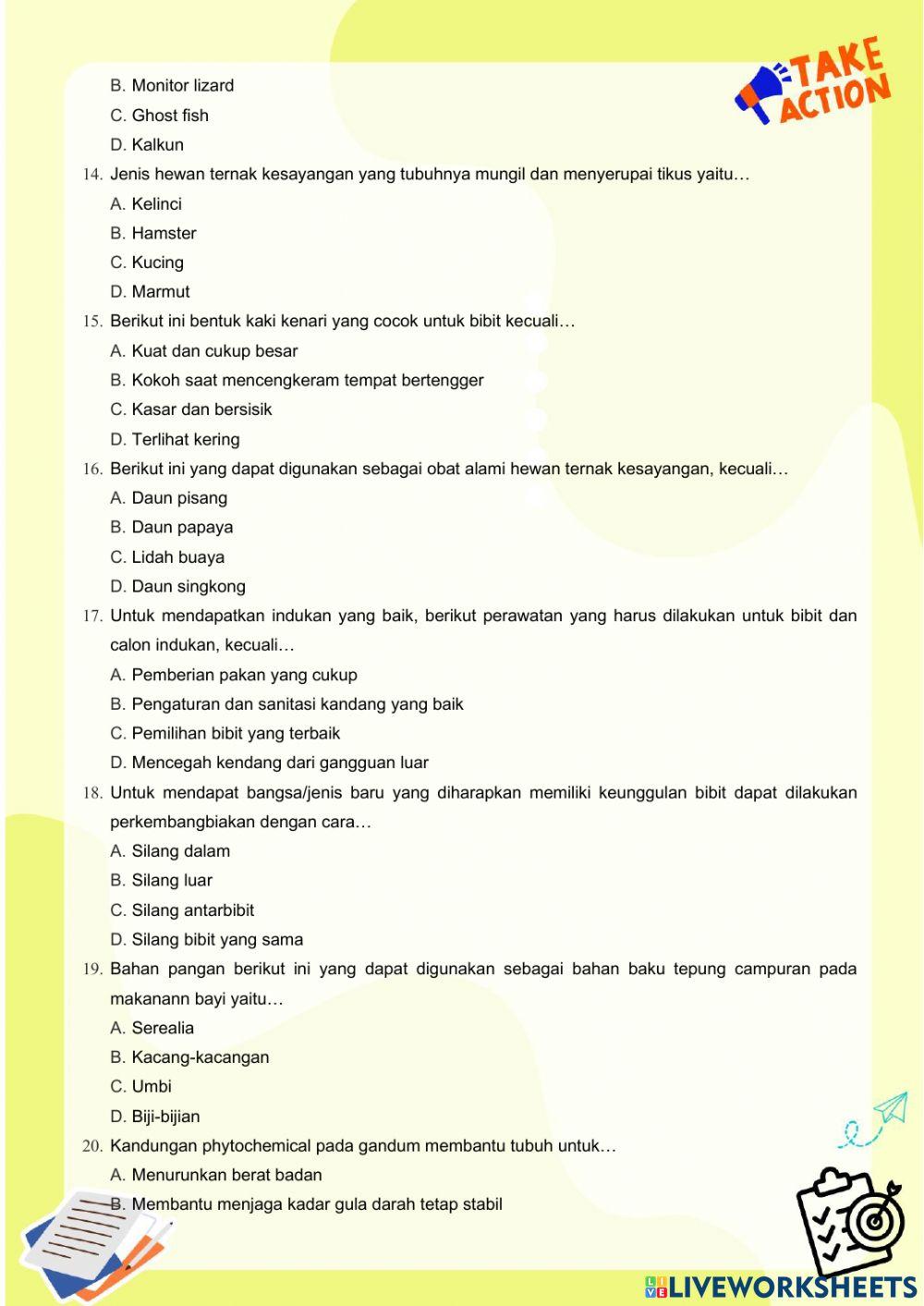Soal latihan prakarya