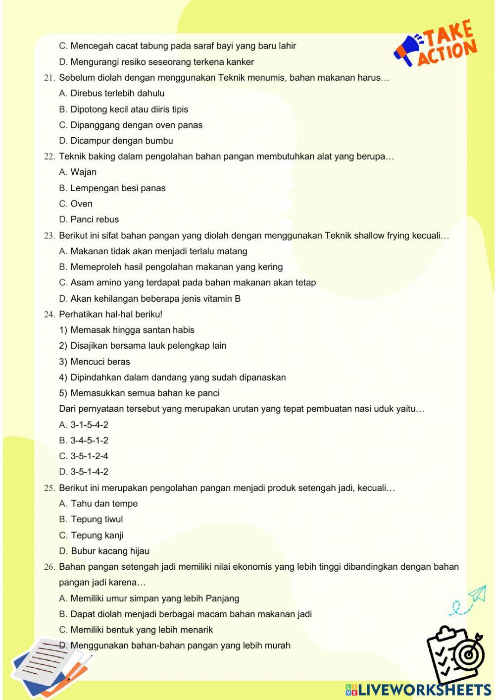 Soal latihan prakarya