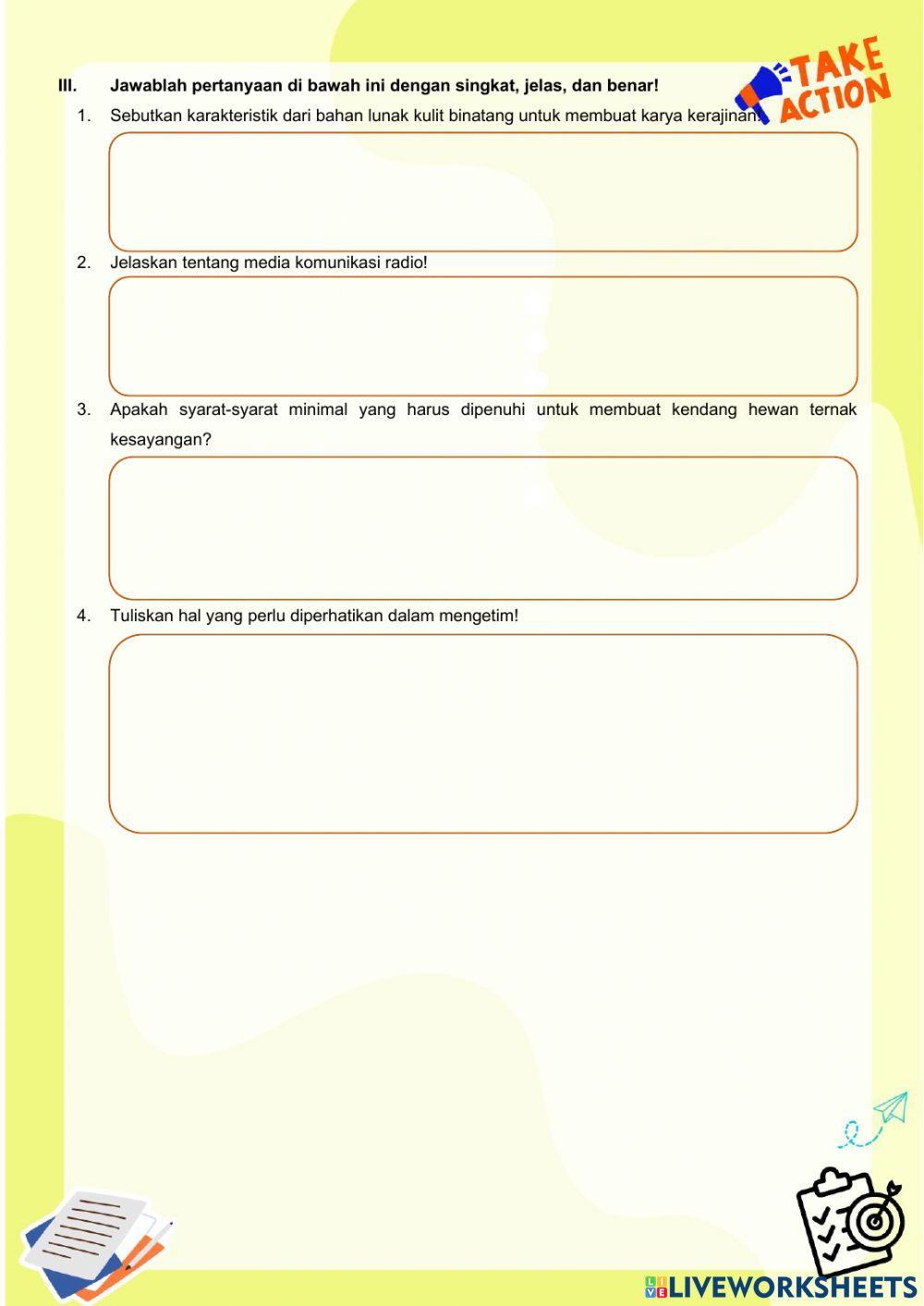 Soal latihan prakarya