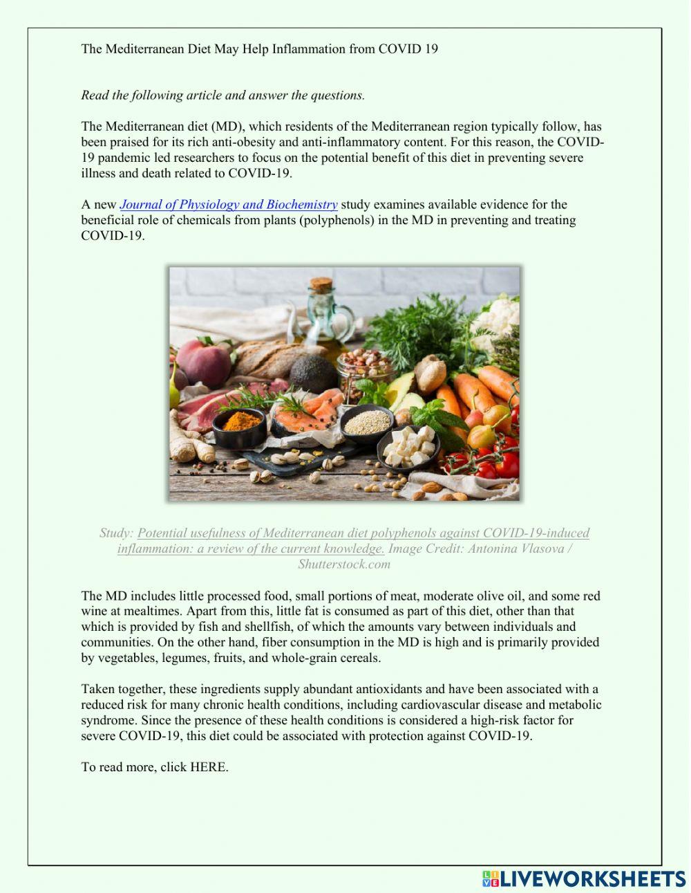 Reading: Nutrition for COVID