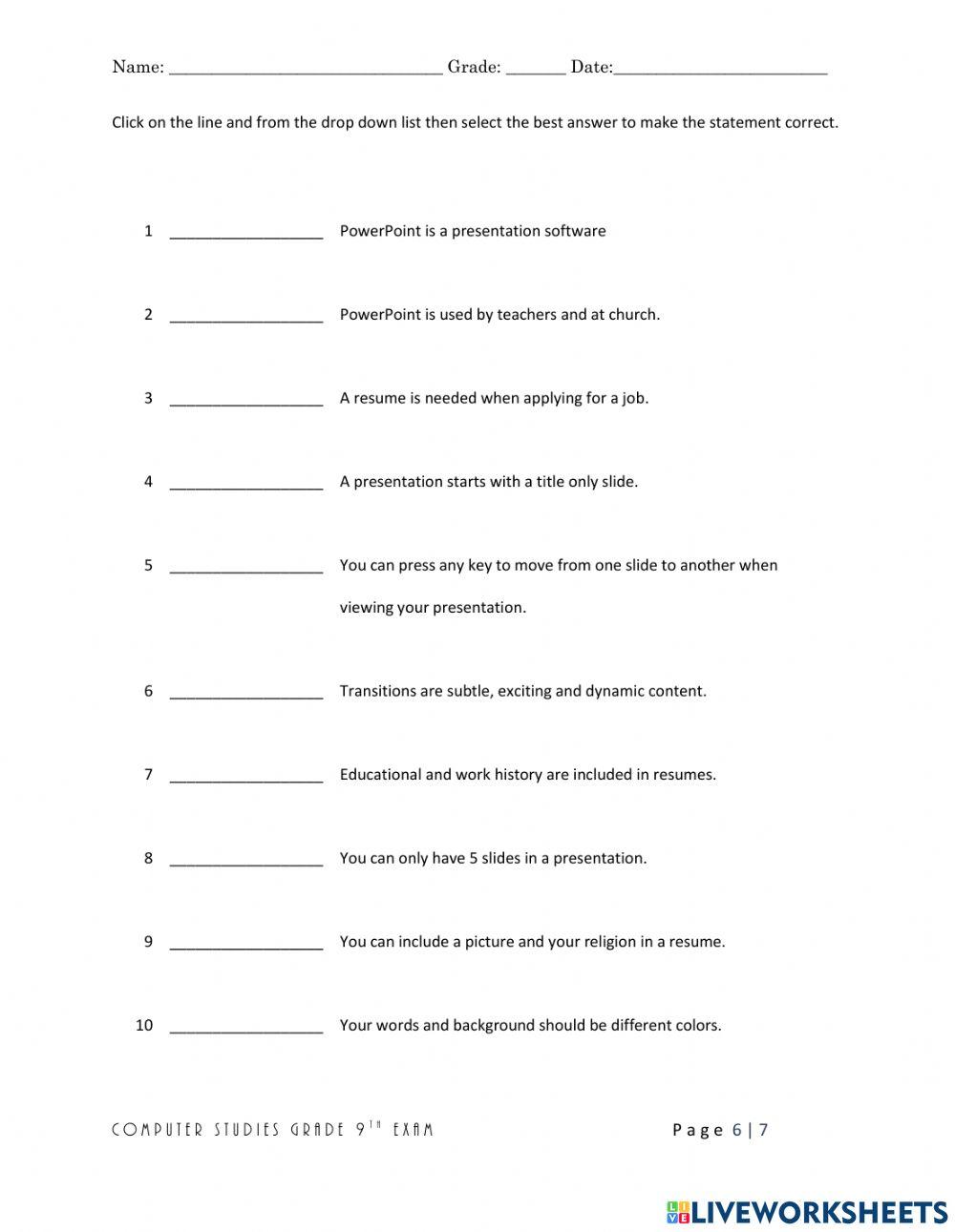grade 9 Christmas 2022 Powerpoint exam