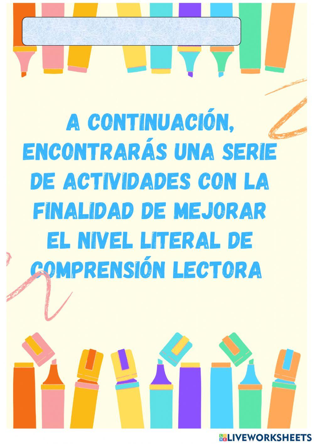 LiveWorksheets 1. Nivel literal parte 1 