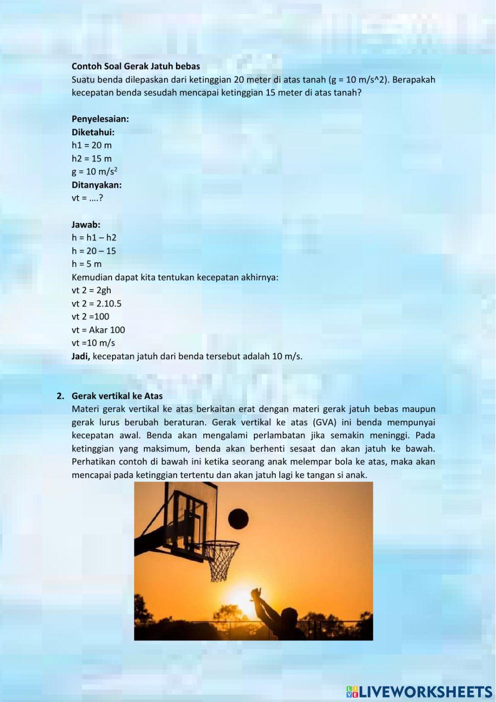 LKPD Kelas 10 Bab Gerak vertikal