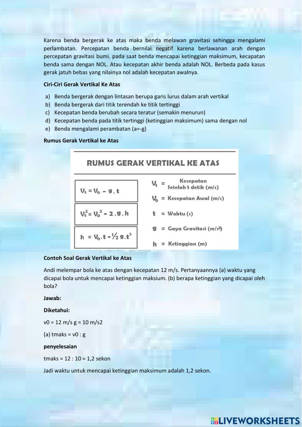 LKPD Kelas 10 Bab Gerak vertikal