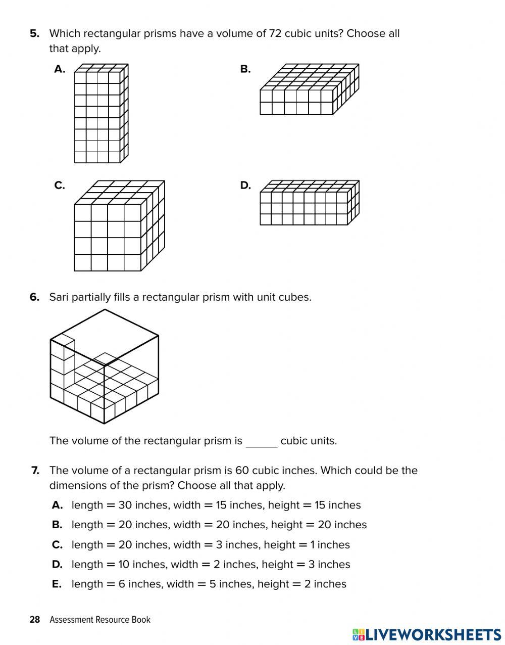 Math Review Unit 2 - volume