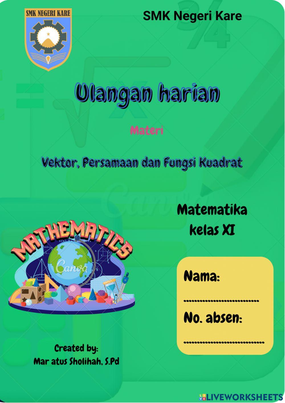 Vektor, Persamaan dan fungsi kuadrat ganjil