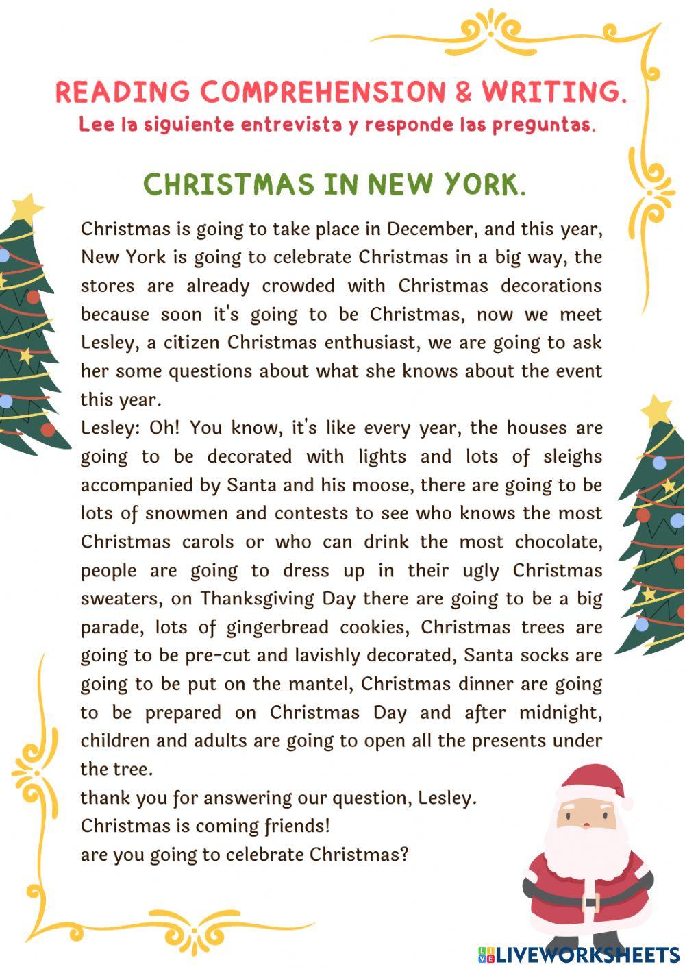 Chirstmas in New York worksheet Live Worksheets