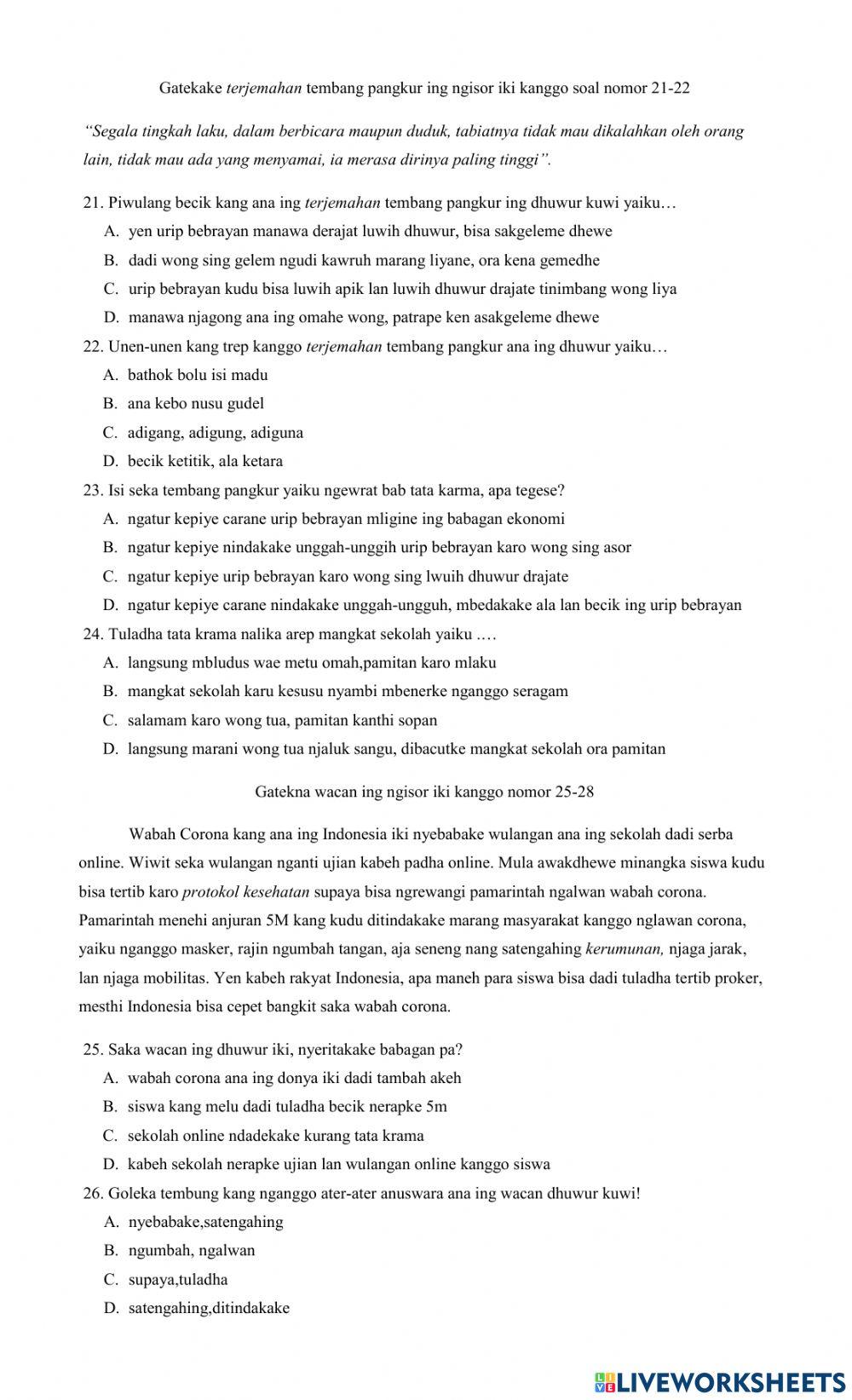 PAS Bahasa Jawa Kelas 7