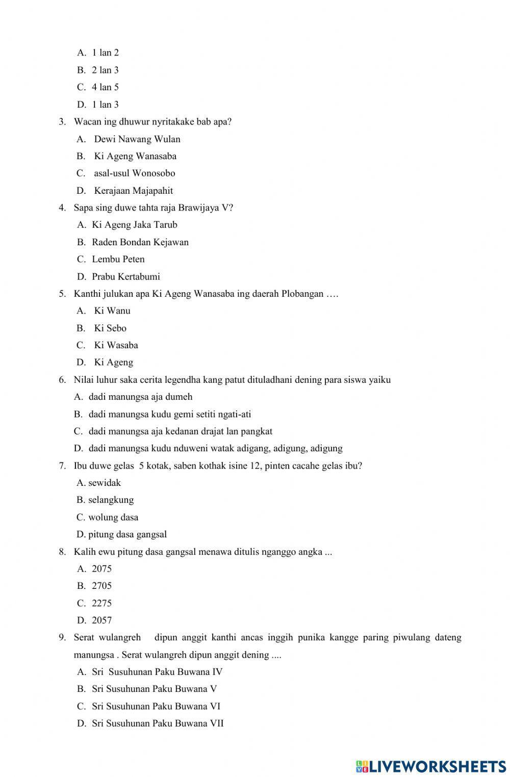 PAS Bahasa Jawa Kelas 8