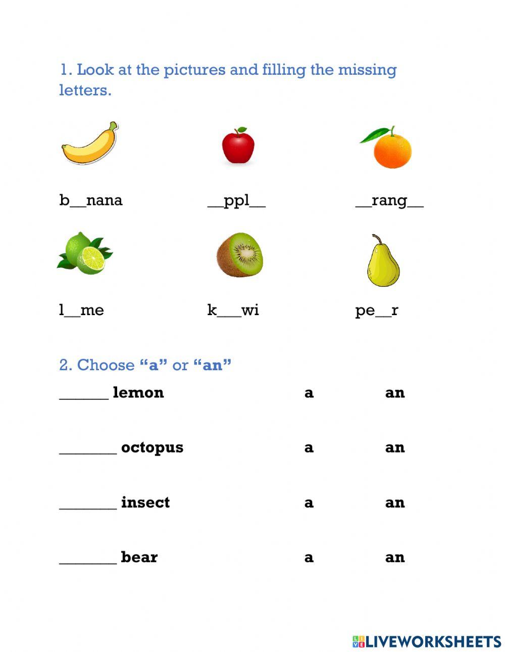 Fruits - a or an