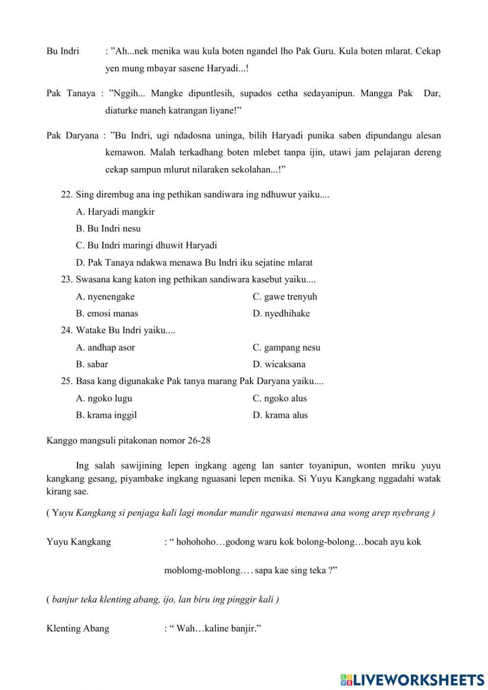 PAS Bahasa Jawa Kelas IX