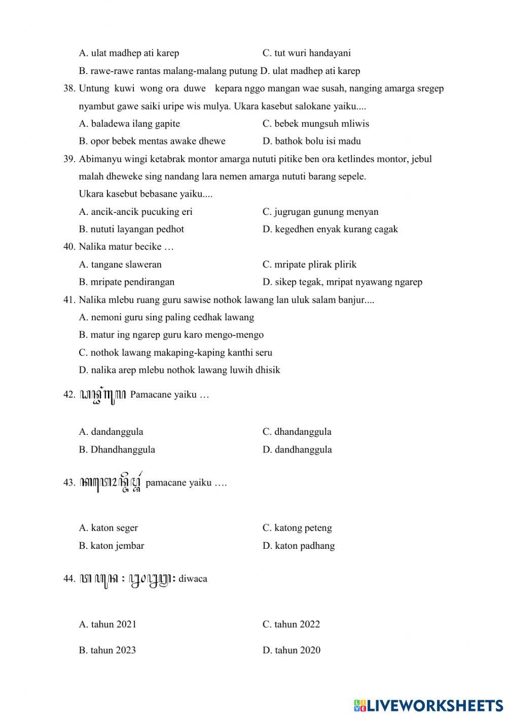 PAS Bahasa Jawa Kelas IX