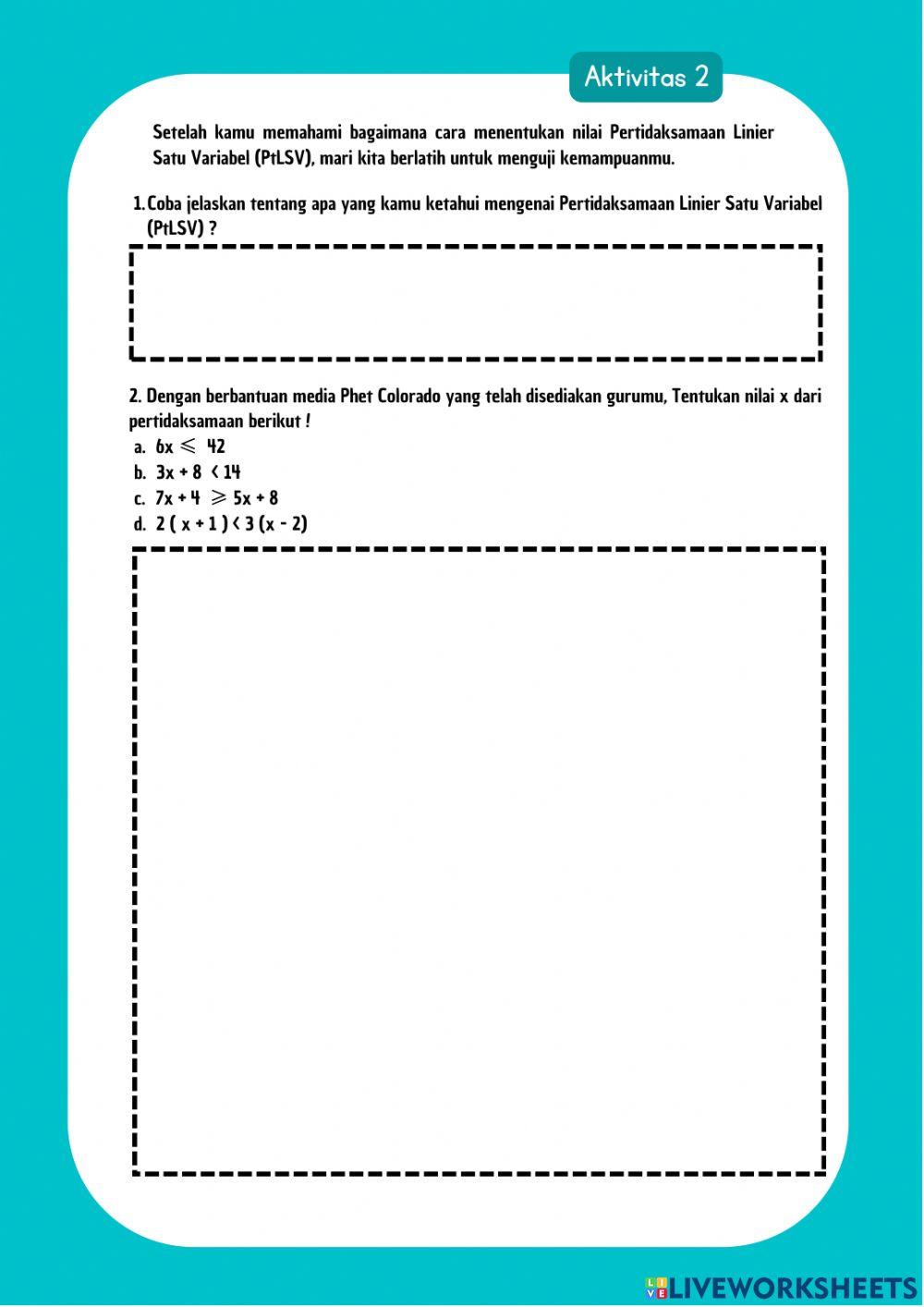 Pertidaksamaan Linier Satu Variabel