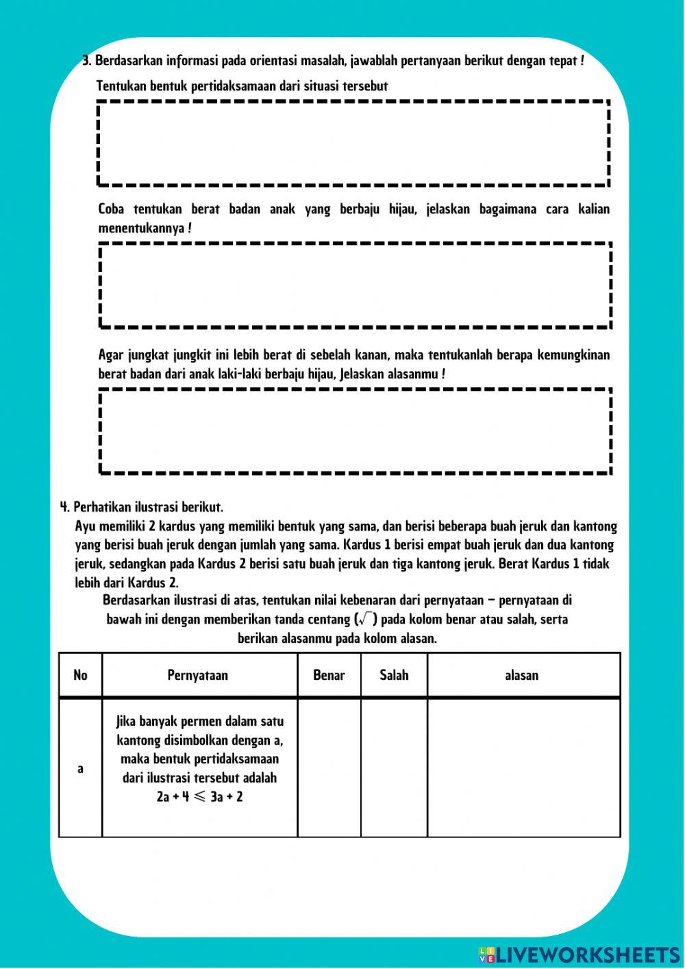 Pertidaksamaan Linier Satu Variabel